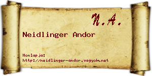 Neidlinger Andor névjegykártya